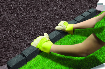 Šedý gumový zahradní obrubník FLOMA Stone - 120 x 7 x 8 cm