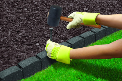 Šedý gumový zahradní obrubník FLOMA Stone - 120 x 7 x 8 cm