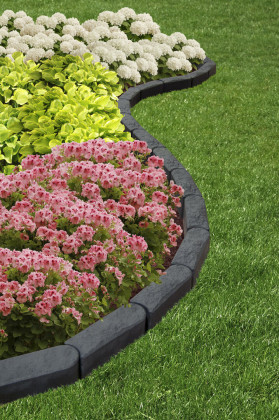 Grafitový gumový neviditelný zahradní obrubník FLOMA - 30 x 10 x 12 cm