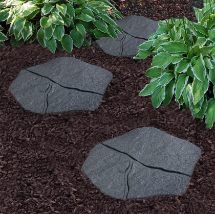 Šedá gumová terasová dlažba FLOMA Stone - 51 x 38 x 1,8 cm