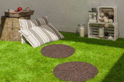 Hnědá gumová terasová dlažba FLOMA Wood - 46 x 46 x 1,7 cm