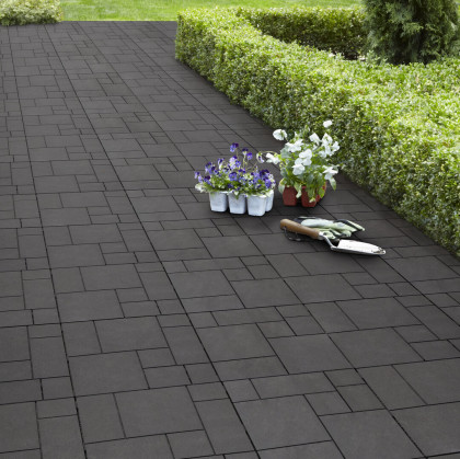 Grafitová gumová terasová dlažba FLOMA Mosaic - 30 x 30 x 1,5 cm