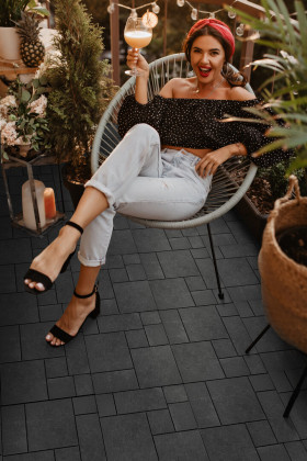 Grafitová gumová terasová dlažba FLOMA Mosaic - 30 x 30 x 1,5 cm