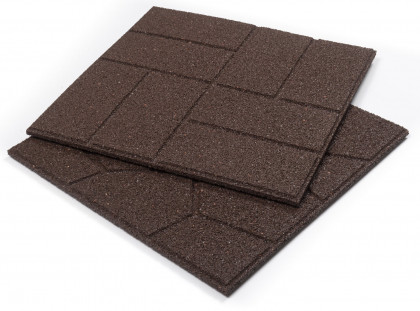 Hnědá gumová terasová dlažba FLOMA Cobblestone - 40 x 40 x 1,5 cm
