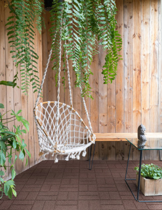 Hnědá gumová terasová dlažba FLOMA Cobblestone - 40 x 40 x 1,5 cm