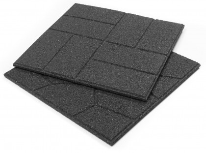 Šedá gumová terasová dlažba FLOMA Cobblestone - 40 x 40 x 1,5 cm