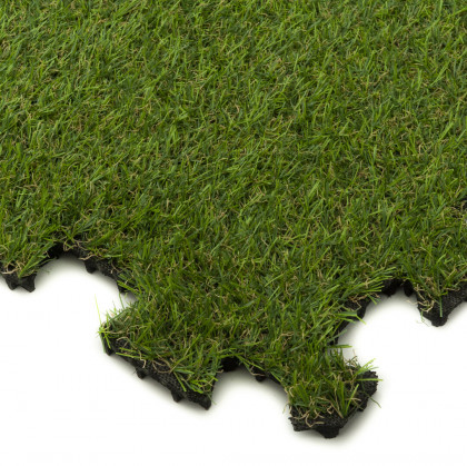 Zelená gumová puzzle terasová dlažba s umělou trávou FLOMA Comfort Tile - 40 x 40 x 2,5 cm