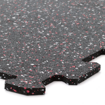 Černo-bílo-červená gumová modulová puzzle dlažba (střed) FLOMA FitFlo SF1050 - 47,8 x 47,8 x 0,8 cm