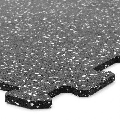 Černo-červená gumová modulová puzzle dlažba (roh) FLOMA FitFlo SF1050 - 47,8 x 47,8 x 0,8 cm