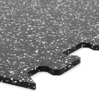 Černo-červená gumová modulová puzzle dlažba (okraj) FLOMA FitFlo SF1050 - 47,8 x 47,8 x 0,8 cm