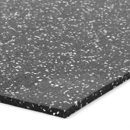 Černo-bílá gumová modulová puzzle dlažba (roh) FLOMA FitFlo SF1050 - 47,8 x 47,8 x 0,8 cm