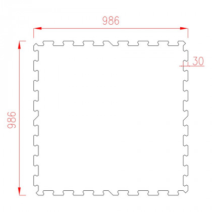 Gumová ochranná tlumící puzzle modulová podložka pod bazén, vířivku (okraj) FLOMA PoolPad - 95,6 x 95,6 x 0,8 cm