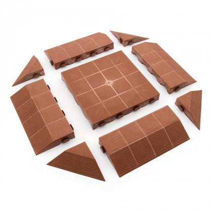 Hnědý plastový nájezd "samec" pro terasovou dlažbu Linea Combi - 40 x 20,5 x 4,8 cm