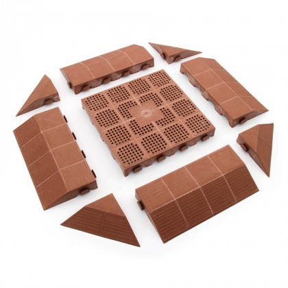 Hnědý plastový nájezd "samec" pro terasovou dlažbu Linea Combi - 40 x 20,5 x 4,8 cm