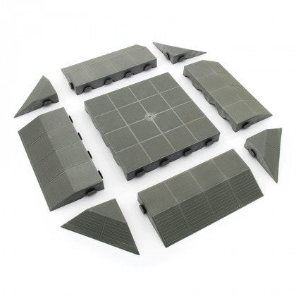 Šedý plastový nájezd "samec" pro terasovou dlažbu Linea Combi - 40 x 20,5 x 4,8 cm