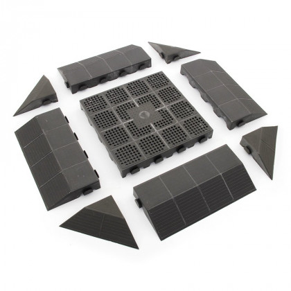 Tmavě hnědý plastový nájezd "samec" pro terasovou dlažbu Linea Combi - 40 x 20,5 x 4,8 cm