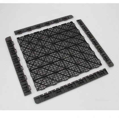 Tmavě šedý plastový nájezd "samice" pro terasovou dlažbu Linea Marte - 60 x 5,2 x 1,3 cm