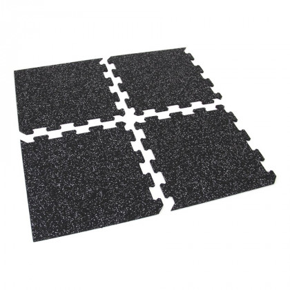 Černo-bílá gumová modulová puzzle dlažba (roh) FLOMA SF1050 FitFlo - 95,6 x 95,6 x 0,8 cm