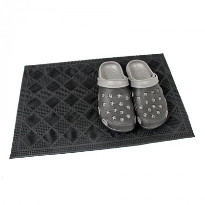Gumová čistící venkovní vstupní rohož FLOMA Squares - 45 x 75 x 0,7 cm