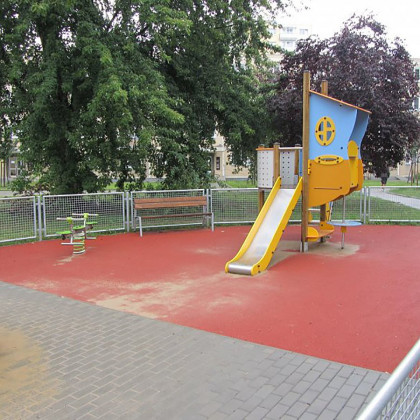 Červená gumová dopadová dlaždice (V25/R15) FLOMA S800 - 50 x 50 x 2,5 cm