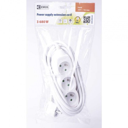 Prodlužovací kabel 3m 3x1,5mm 3 zásuvky