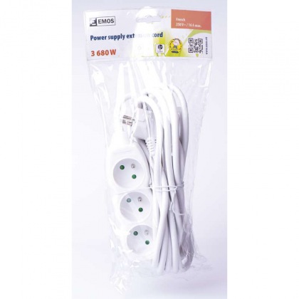 Prodlužovací kabel 5m 3x1,5mm 3 zásuvky
