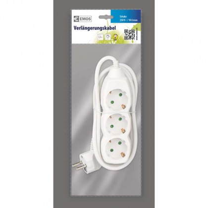 Prodlužovací kabel SCHUKO 3 zásuvky 1,5 m 1,0mm