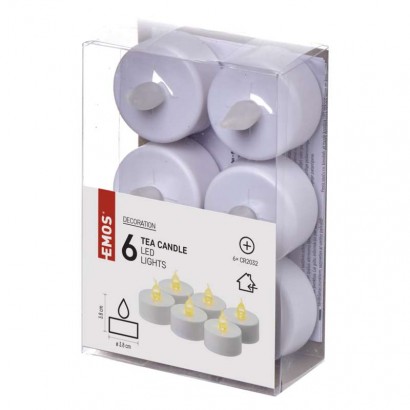 LED dekorace – 6x čajová svíčka bílá, 6x CR2032, vnitřní, vintage