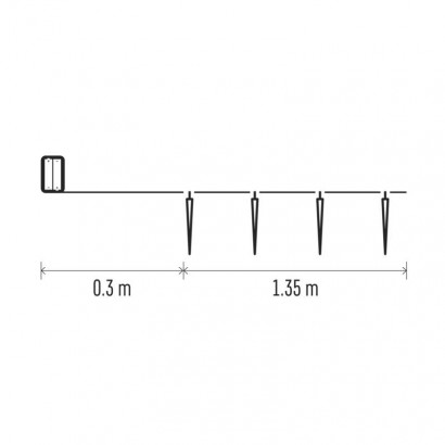 LED vánoční girlanda – 10x rampouch, 1,35 m, 2x AA, vnitřní, studená bílá, časovač