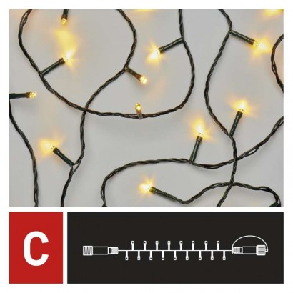 Standard LED spojovací vánoční řetěz, 10 m, venkovní i vnitřní, teplá bílá, časovač