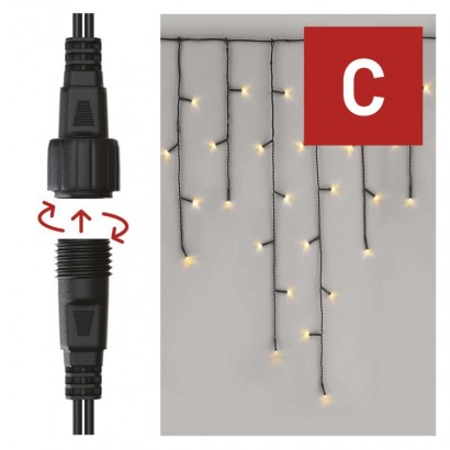 Standard LED spojovací vánoční řetěz – rampouchy, 2,5 m, venkovní, teplá bílá, časovač