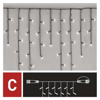 Standard LED spojovací vánoční řetěz – rampouchy, 2,5 m, venkovní, studená bílá, časovač