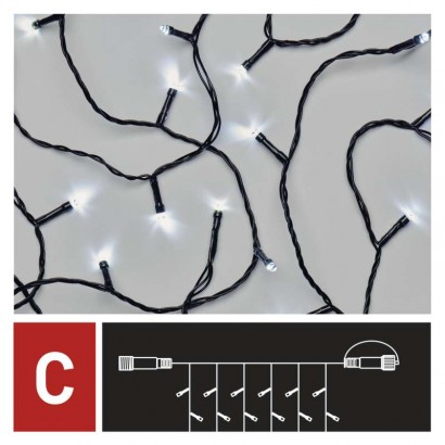 Standard LED spojovací vánoční řetěz – záclona, 1x2 m, venkovní, studená bílá, časovač