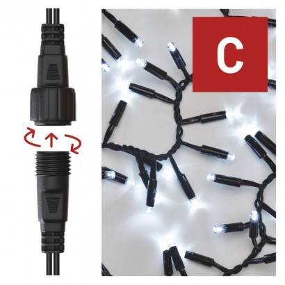 Profi LED spojovací řetěz černý – ježek, 3 m, venkovní i vnitřní, studená bílá, časovač