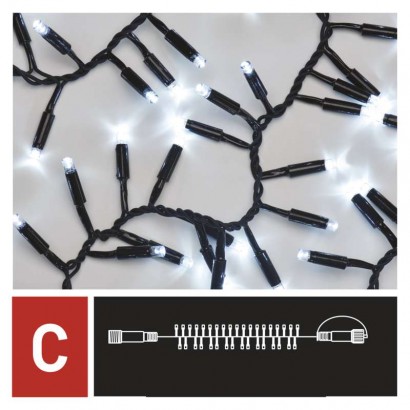 Profi LED spojovací řetěz černý – ježek, 3 m, venkovní i vnitřní, studená bílá, časovač