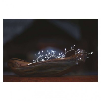 LED vánoční nano řetěz – ježek, 2,4 m, 3x AA, vnitřní, studená bílá, časovač