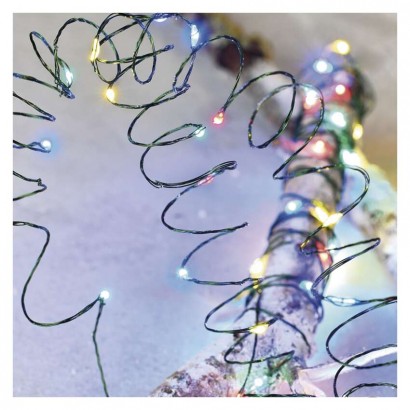 LED vánoční nano řetěz zelený, 7,5 m, venkovní i vnitřní, multicolor, časovač