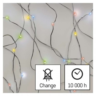 LED vánoční nano řetěz, 1,9 m, 2x AA, vnitřní, multicolor, časovač