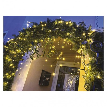 LED vánoční rampouchy, 10 m, venkovní i vnitřní, teplá bílá, programy