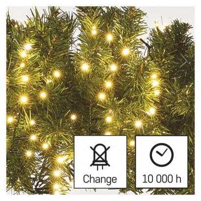 LED vánoční řetěz – ježek, 12 m, venkovní i vnitřní, teplá bílá, časovač