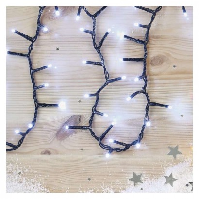LED vánoční řetěz – ježek, 12 m, venkovní i vnitřní, studená bílá, časovač