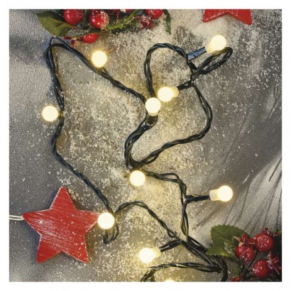 LED vánoční cherry řetěz – kuličky, 30 m, venkovní i vnitřní, teplá bílá, časovač