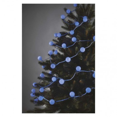 LED světelný cherry řetěz – kuličky 2,5 cm, 4 m, venkovní i vnitřní, modrá, časovač