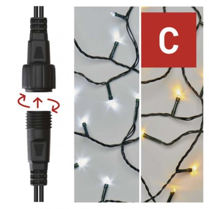 Standard LED spojovací vánoční řetěz, 10 m, venkovní, teplá/studená bílá, časovač