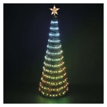 LED vánoční stromek se světelným řetězem a hvězdou, 1,5 m, vnitřní, ovladač, časovač, RGB