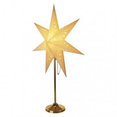LED hvězda papírová se zlatým stojánkem, 45 cm, vnitřní
