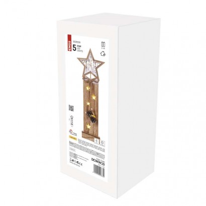 LED dekorace dřevěná – hvězdy, 48 cm, 2x AA, vnitřní, teplá bílá, časovač