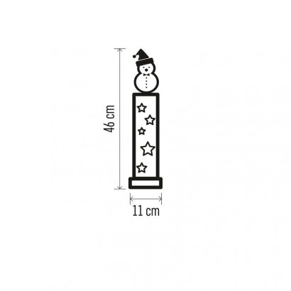 LED dekorace dřevěná – sněhulák, 46 cm, 2x AA, vnitřní, teplá bílá, časovač