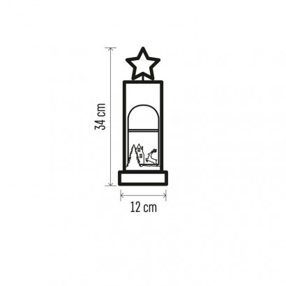 LED dekorace dřevěná – zimní krajina, 34 cm, 2x AA, vnitřní, teplá bílá, časovač
