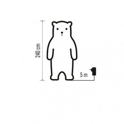 LED lední medvěd s vánočním dárkem, nafukovací, 240 cm, venkovní i vnitřní, studená bílá